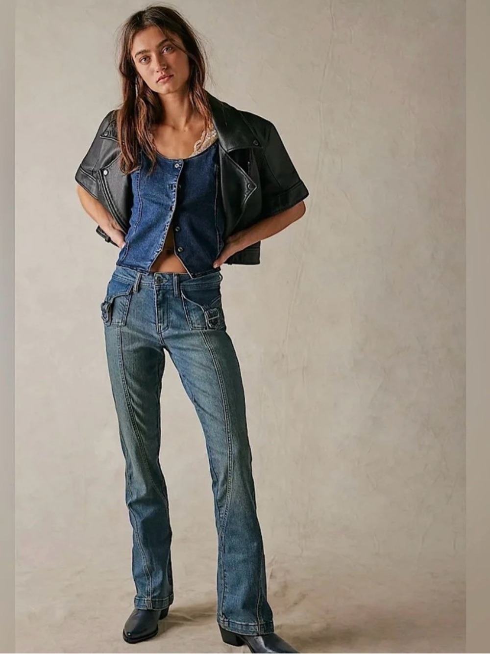 NWT Free People We The Free Love Stone Mid Rise Bootcut Jeans 26